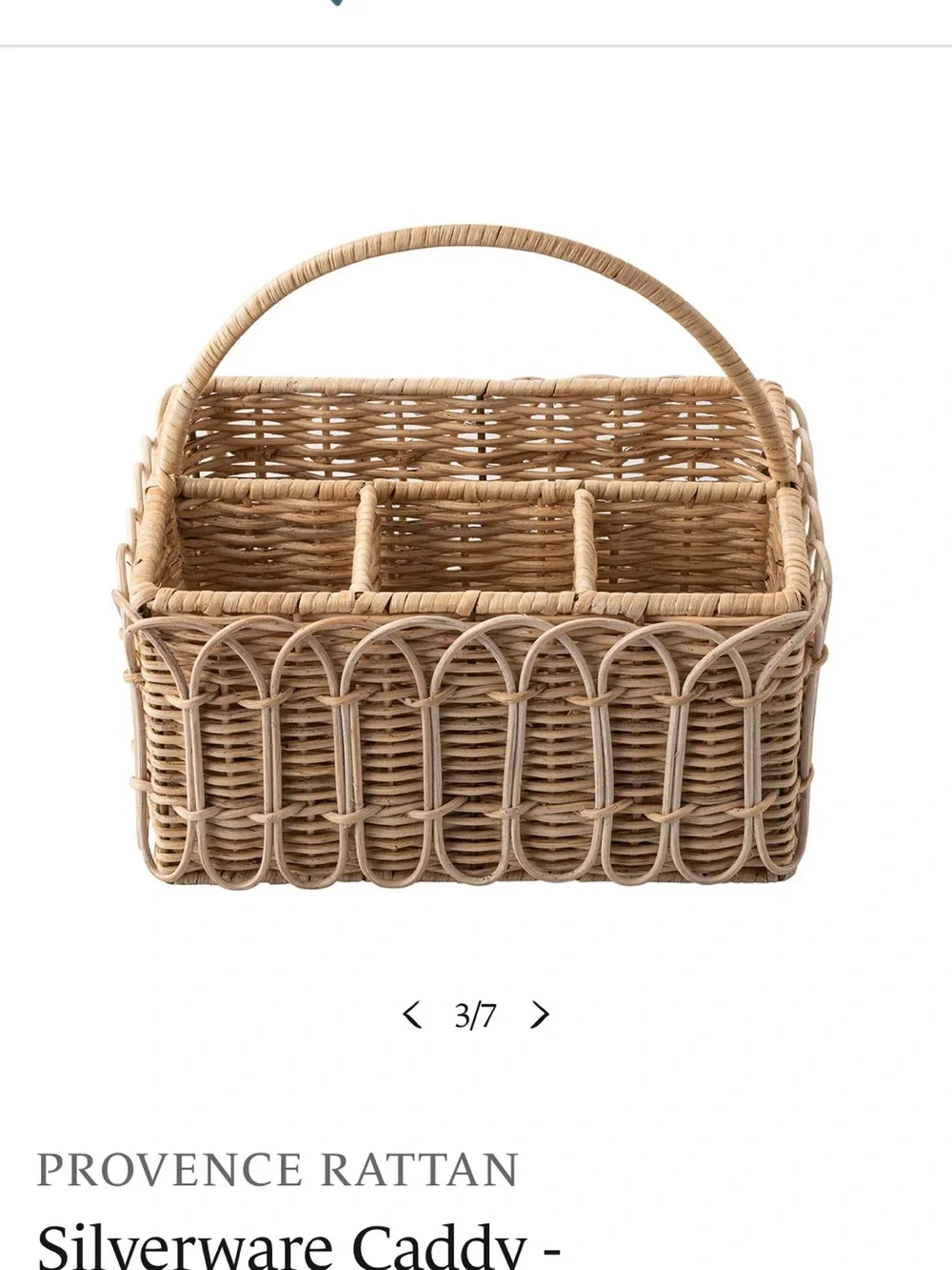 Juliska PROVENCE RATTAN - Silverware Caddy - Whitewash - Picture 3 of 5